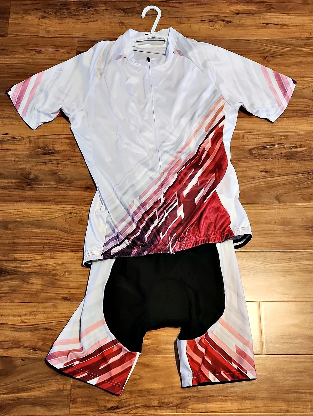 Women's Cycling Jersey & Bib Shorts White,Pink & Red